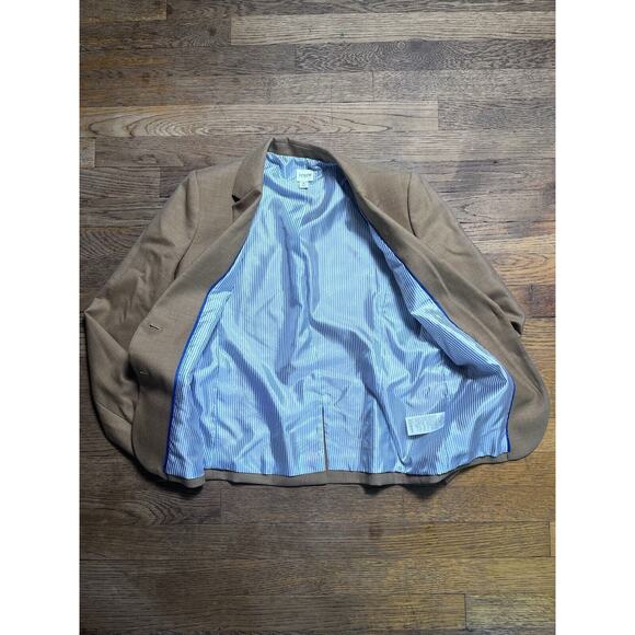 J. Crew Schoolboy Tan Blazer Jacket Wool Blend Womens Size 6 Gold Buttons Pocket - Picture 3 of 13
